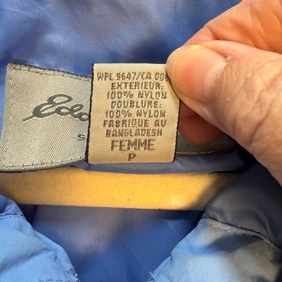 Eddie Bauer Womens Blue Small Nylon Hooded Jacket Lightweight Rain Vintage - Picture 4 of 9